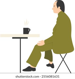 People Sitting at the Restaurant Illustration. Talking and Drink Coffee or Tea. Isolated Vector Character.