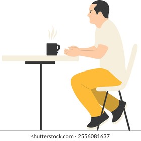 People Sitting at the Restaurant Illustration. Talking and Drink Coffee or Tea. Isolated Vector Character.