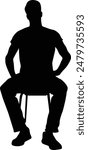 People sitting silhouette illustration. Person pose while sit down