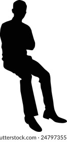 People sitting silhouette illustration. Person pose while sit down