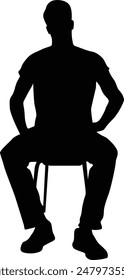 People sitting silhouette illustration. Person pose while sit down