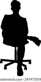 People sitting silhouette illustration. Person pose while sit down