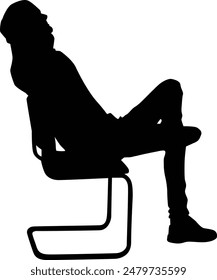 People sitting silhouette illustration. Person pose while sit down