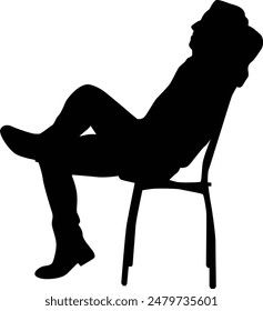 People sitting silhouette illustration. Person pose while sit down