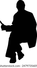 People sitting silhouette illustration. Person pose while sit down