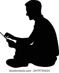 People sitting silhouette illustration. Person pose while sit down