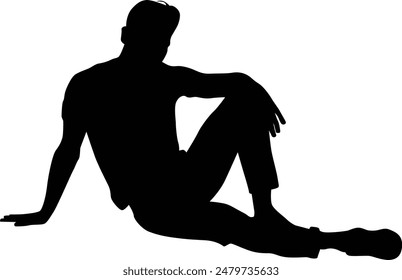 People sitting silhouette illustration. Person pose while sit down