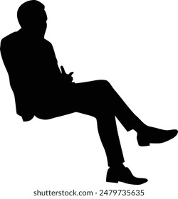 People sitting silhouette illustration. Person pose while sit down