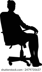 People sitting silhouette illustration. Person pose while sit down