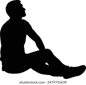 People sitting silhouette illustration. Person pose while sit down