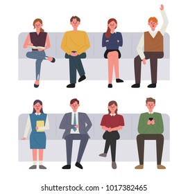 Gente sentada en el metro. diseño plano de ilustración vectorial de dibujo manual