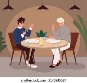 people sitting at the table in restaurant, concept