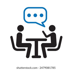 People Sitting and Talking, One of Them is Talking. Discussion Icon, vector illustration isolated, eps