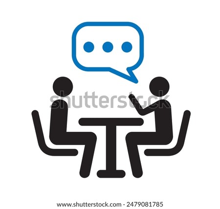 People Sitting and Talking, One of Them is Talking. Discussion Icon, vector illustration isolated, eps