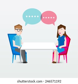 People Sitting and Talking Vector Illustration