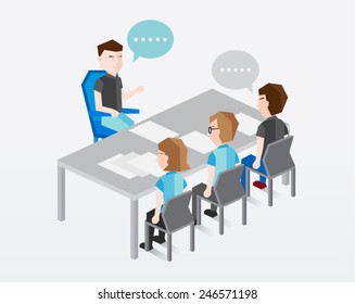 People Sitting and Talking Vector Illustration