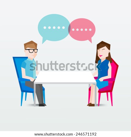 People Sitting and Talking Vector Illustration