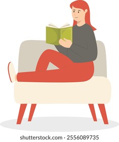 People Sitting While Reading Book Illustration. Flat Cartoon Vector Character.