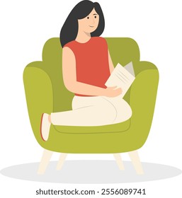 People Sitting While Reading Book Illustration. Flat Cartoon Vector Character.