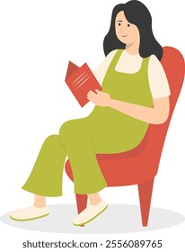People Sitting While Reading Book Illustration. Flat Cartoon Vector Character.