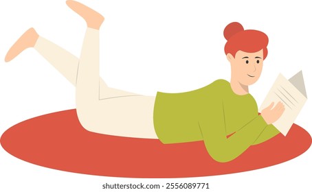People Sitting While Reading Book Illustration. Flat Cartoon Vector Character.