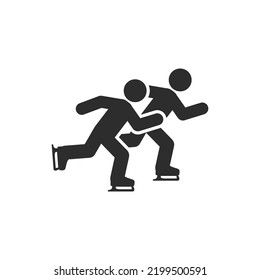People skate on Ice skate, vector icon. Monochrome black and white symbol
