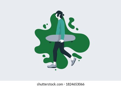 People with skateboard lifestyle illustration