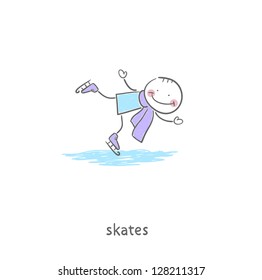People skating on the ice. Illustration.