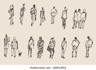 people sketch, vector Illustration, hand drawing