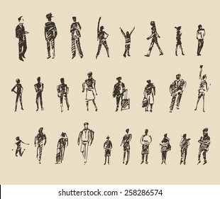 People sketch, vector Illustration, hand drawing