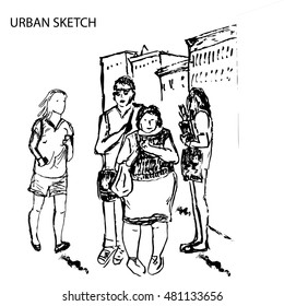 People  in sketch-style. Vector illustration