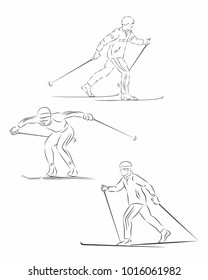 people ski skiing contour