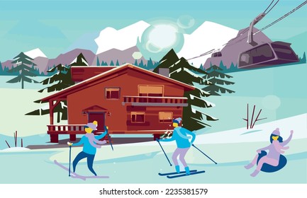 People skiing at the ski resort
