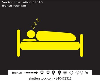 people sleep, bed, icon, vector illustration eps10