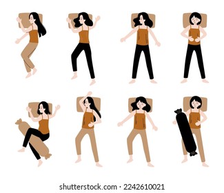 people sleeping with different poses vector flat collection