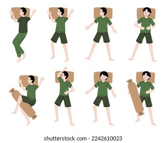 people sleeping with different poses vector flat collection