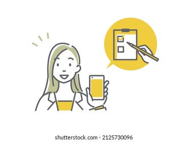 people with smart phone, simple and friendly illustrations