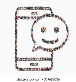 people  smartphone bubble chat icon