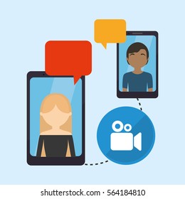 people smartphone sending message video conneted vector illustration eps 10