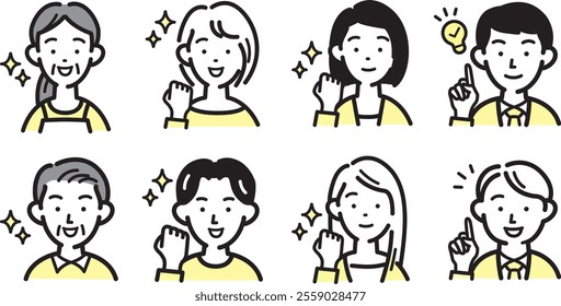 people smile avatar man woman business icons set vector