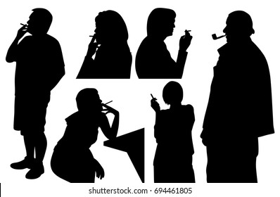 People smoking cigarette and pipe