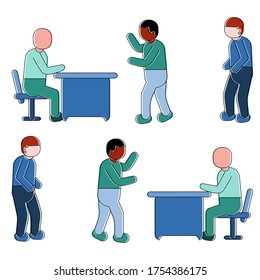 Personas con distancia social cuando hacen cola para evitar virus

