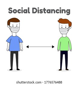 People in Social Distancing New Normal Illustration Vector.