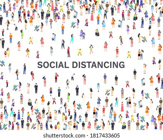 People social distancing, person distance, banner signboard. Vector illustration