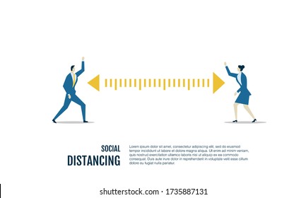 people social distancing vector flat illustration concept isolated template white background can be use for presentation web banner UI UX landing page