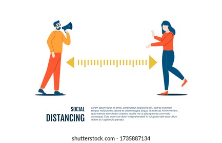 people social distancing vector flat illustration concept isolated template white background can be use for presentation web banner UI UX landing page