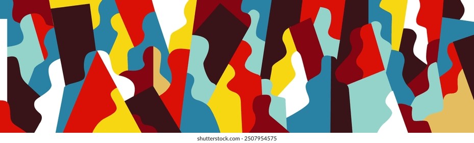 People social issues abstract vector background , horizontal multicolored illustration