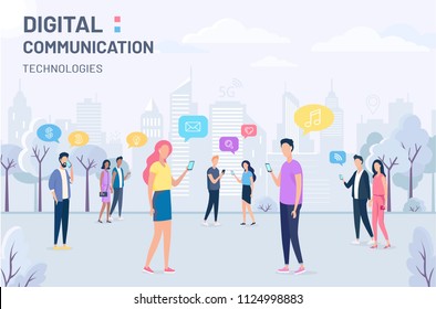 People and social media digital technology vector illustration