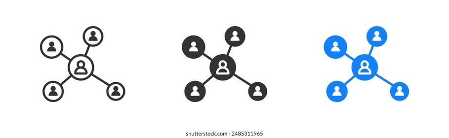 People social network, business connecting, networking, web relationship. Line flat and colored vector illustration.