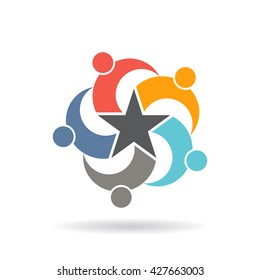 People Social Network Star logo. Vector graphic design